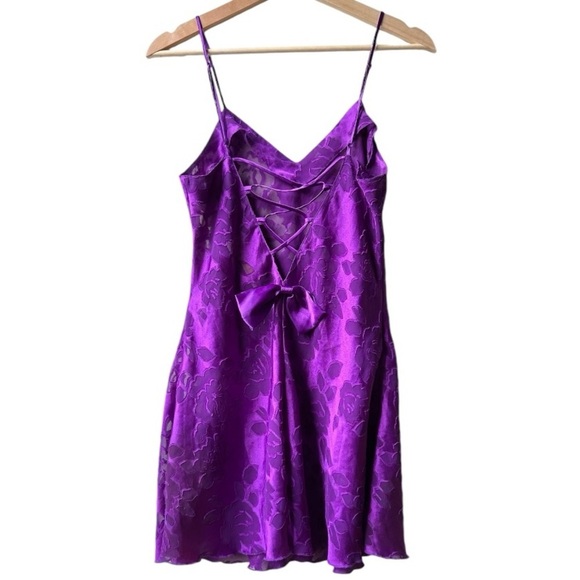 Victoria's Secret Gold Label Purple Floral Print Slip Lingerie Dress Sz S - Picture 9 of 13
